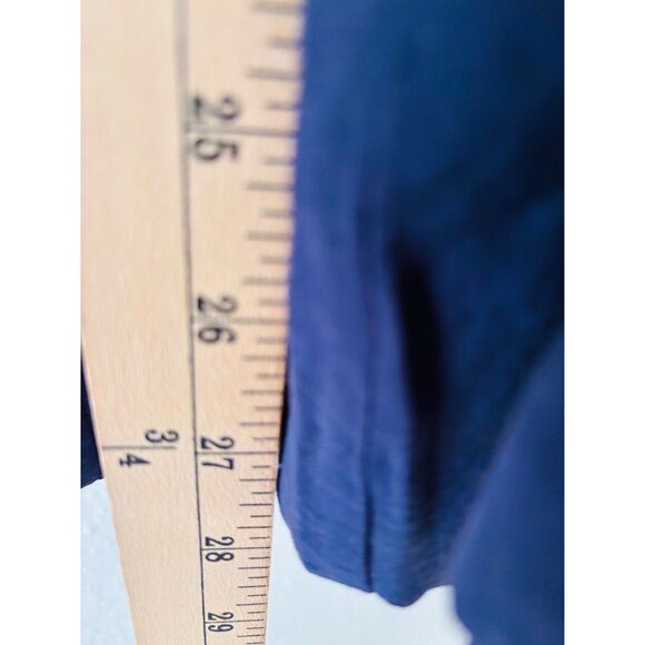 By Anthropologie High-Rise Pleated Wide-Leg Trousers Size 14 Navy Blue - Picture 10 of 16